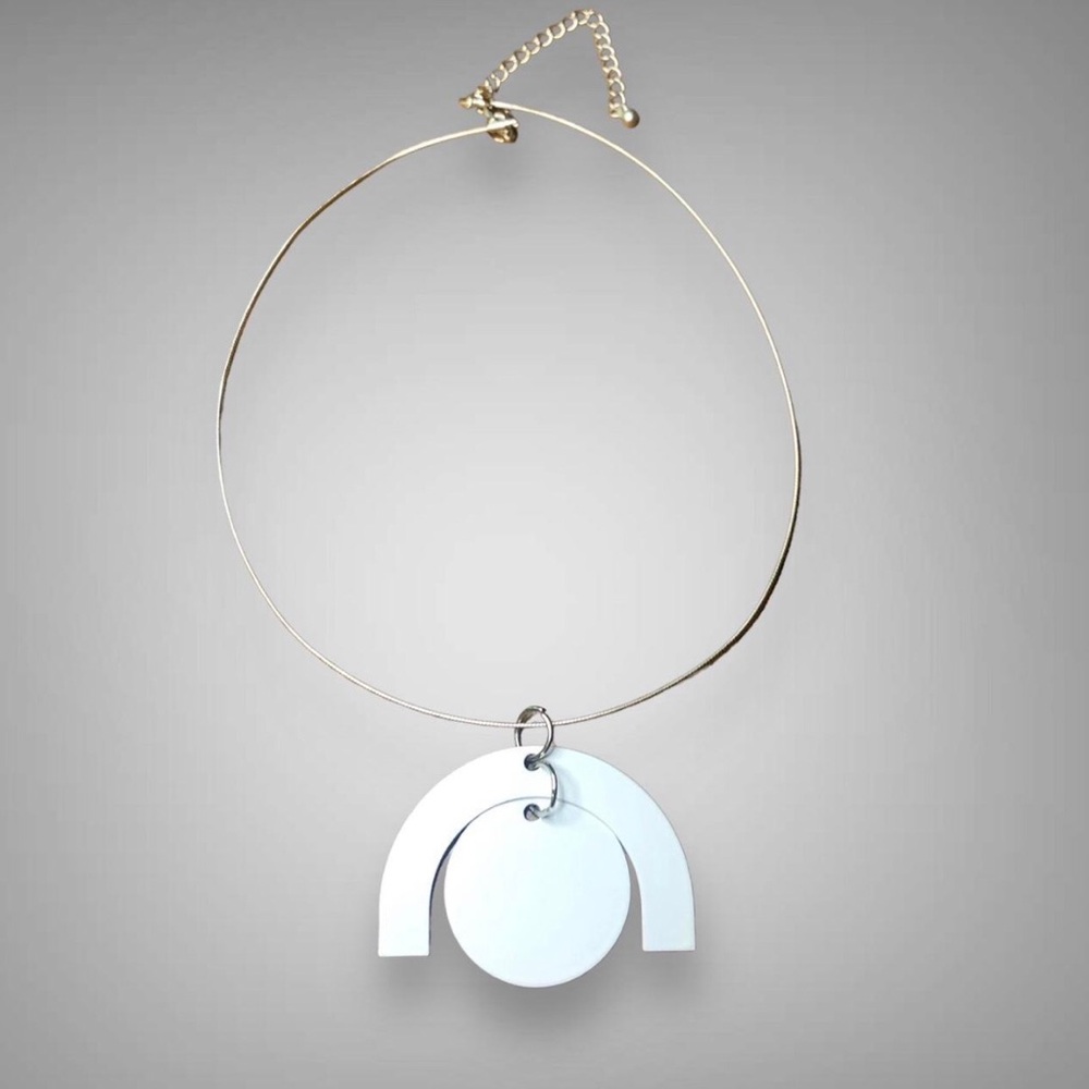 White Modern Statement Choker Necklace Minimalist